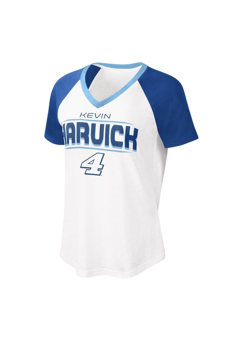 Women's G-III 4Her by Carl Banks White/Blue Kevin Harvick Overtime V-Neck T-Shirt, Main, color, White