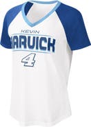 G-III 4HER BY CARL BANKS Women's G-III 4Her by Carl Banks White/Blue Kevin Harvick Overtime V-Neck T-Shirt