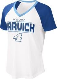 G-III 4HER BY CARL BANKS Women's G-III 4Her by Carl Banks White/Blue Kevin Harvick Overtime V-Neck T-Shirt