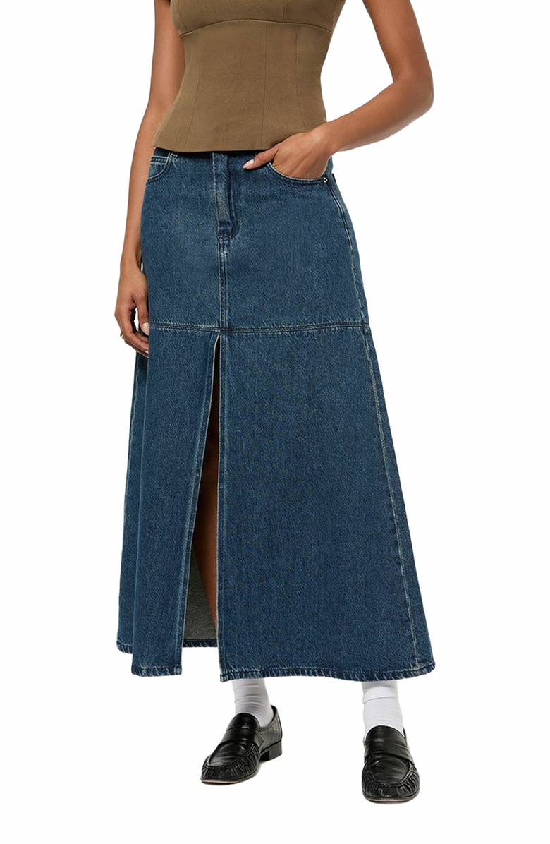 WeWoreWhat Denim Maxi Skirt, Alternate, color, 
