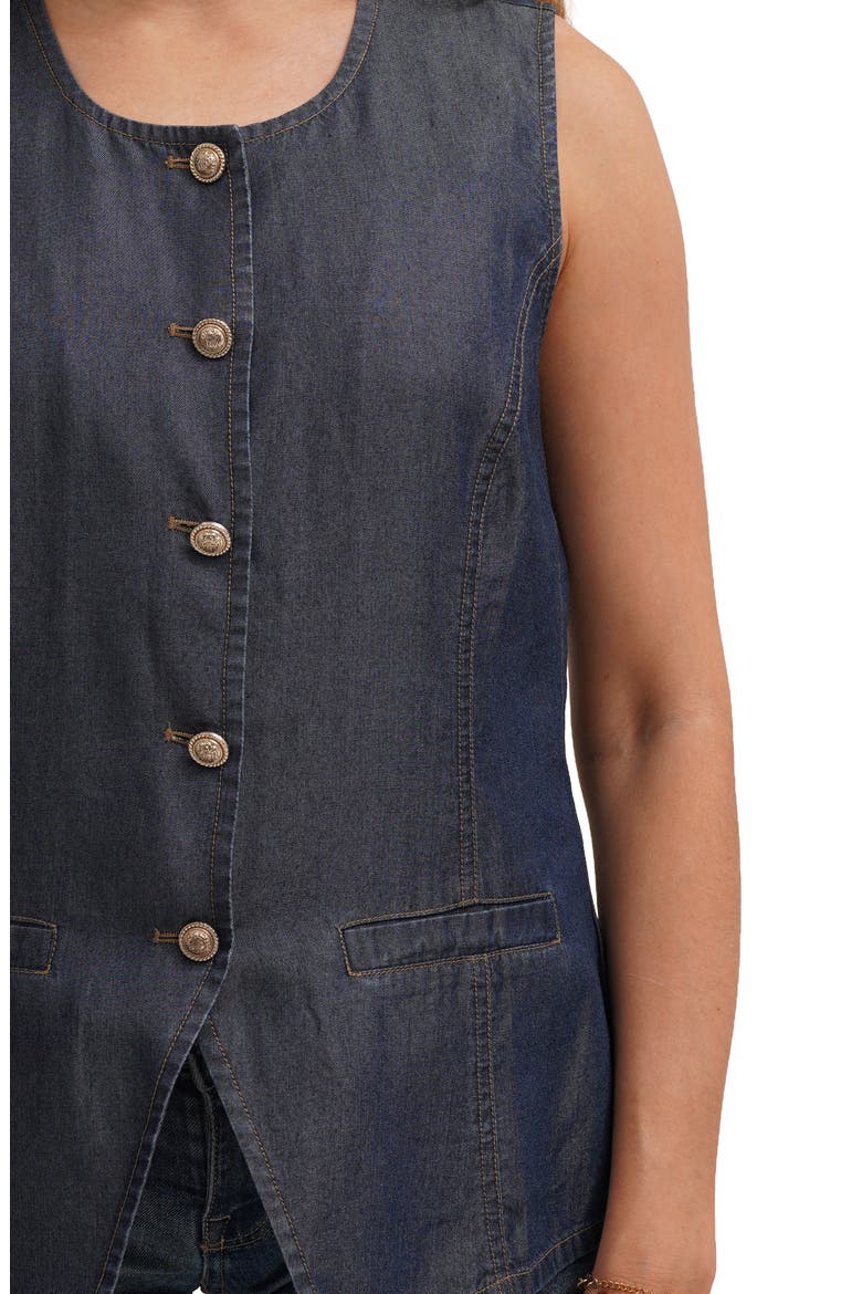 Denim Lyocell Button Front Vest, Alternate, color, ULTRA DENIM