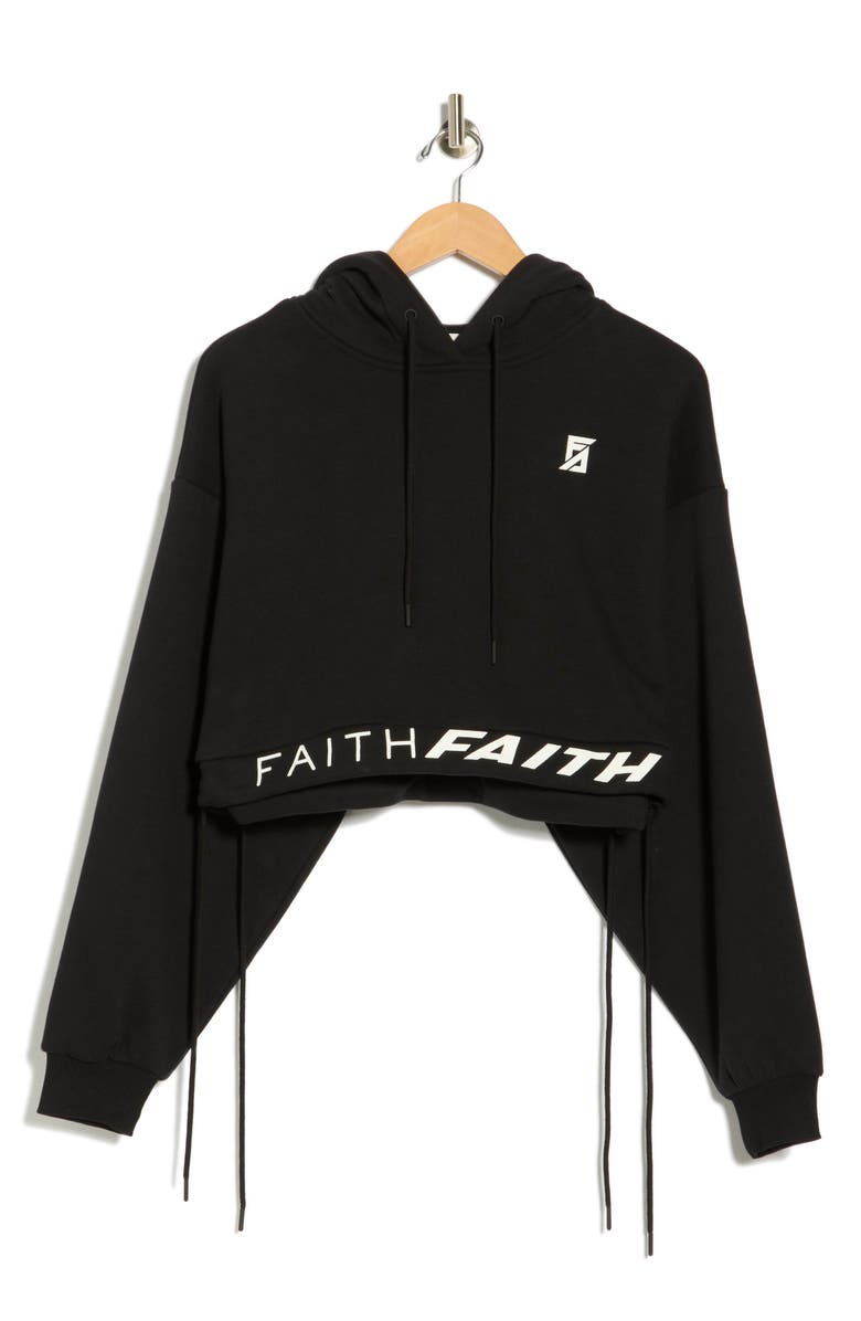 Faith Connexion Fleece Crop Hoodie, Alternate, color, Black/ White