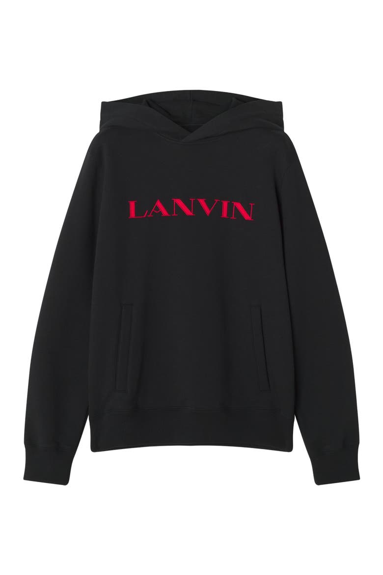Embroidered Cotton Hoodie, Alternate, color, Black