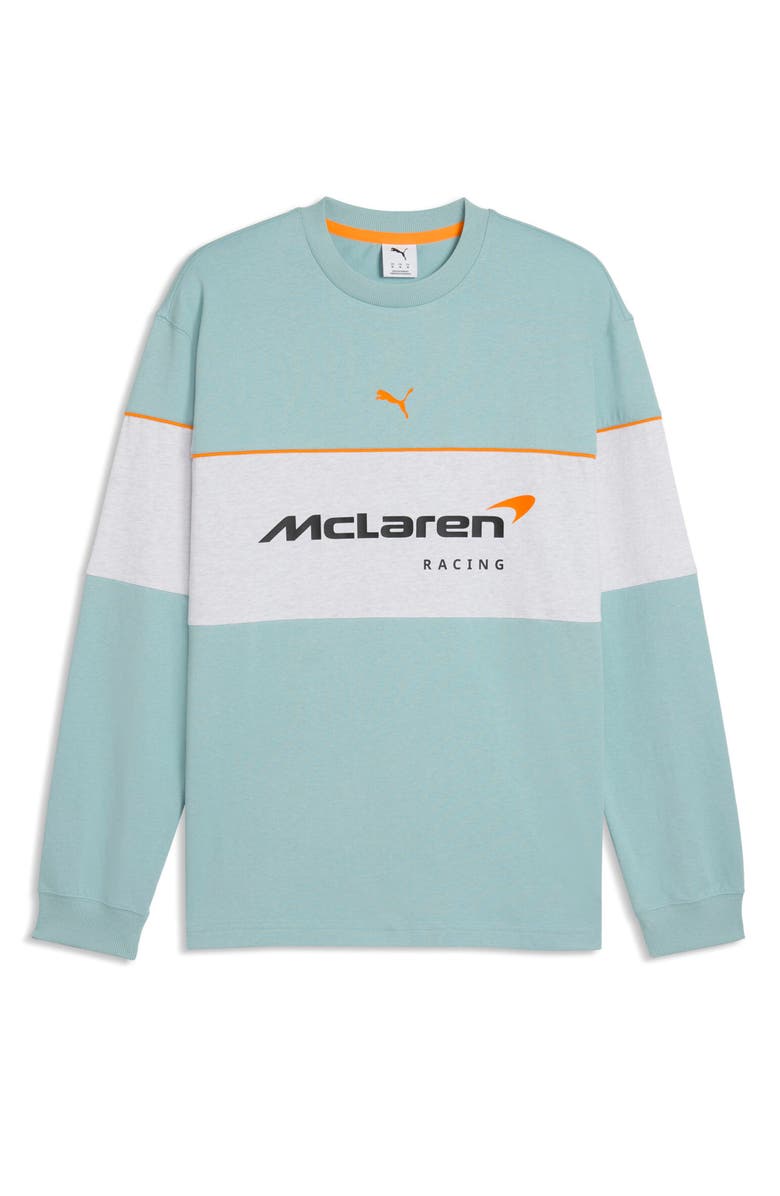 PUMA McLaren Long Sleeve Cotton Graphic T-Shirt, Alternate, color, Seafoam
