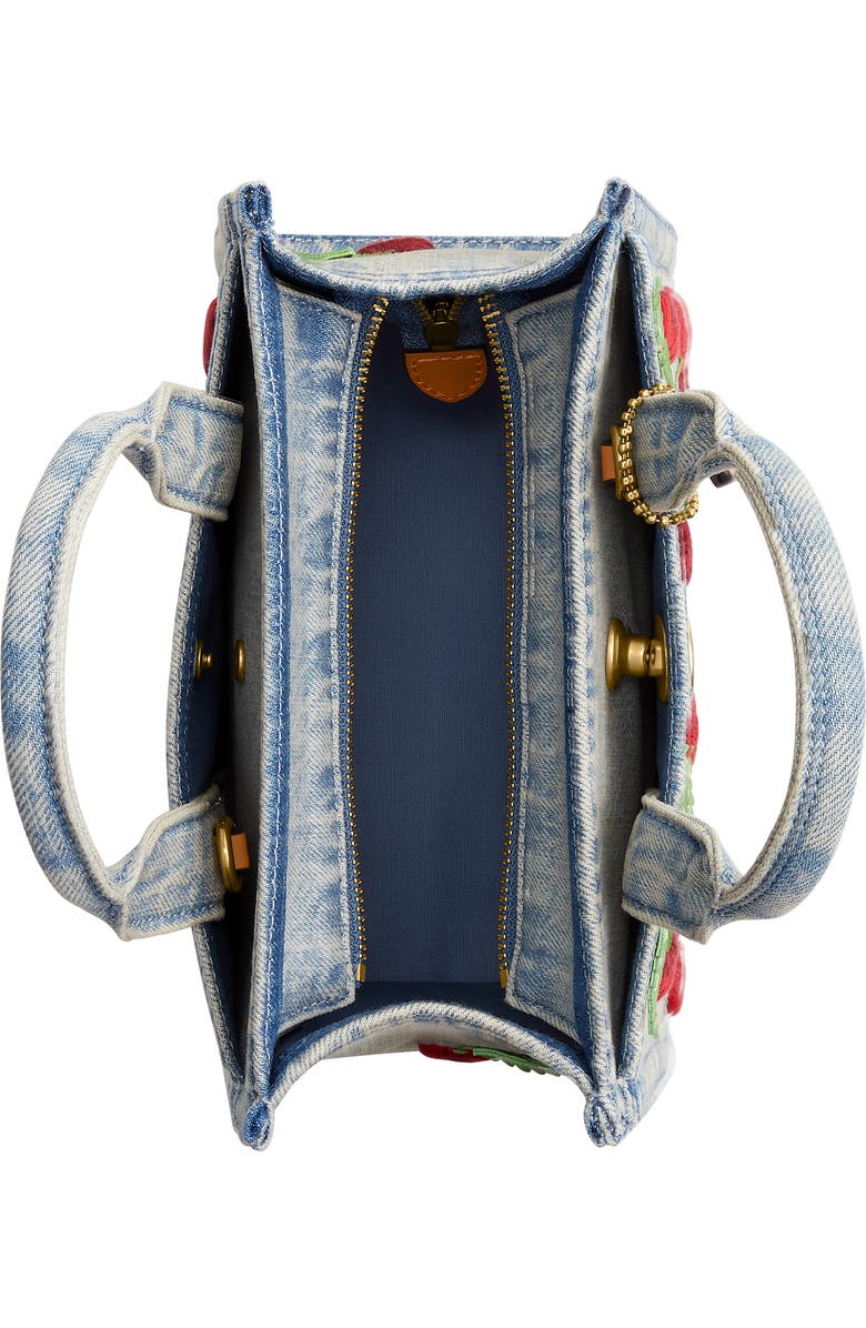 COACH Cherry Embroidered Denim Cargo Tote, Alternate, color, Denim Multi