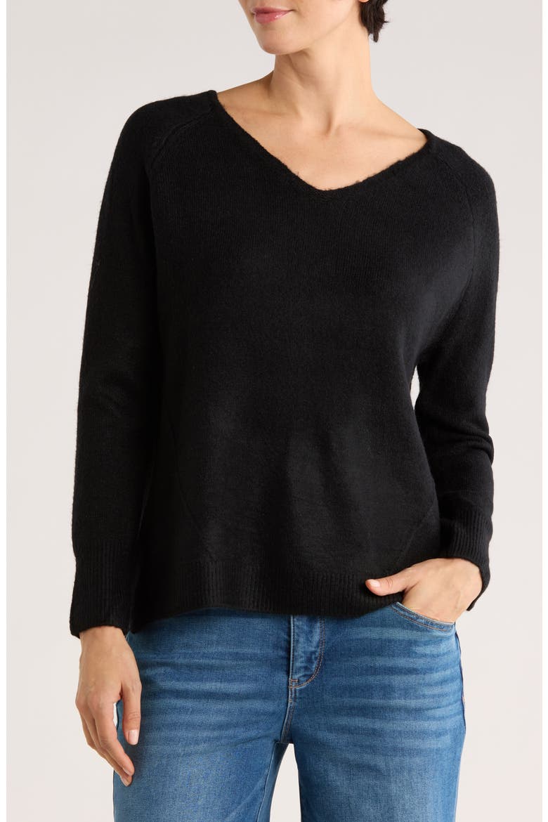 V-Neck Sweater, Main, color, RICH BLACK