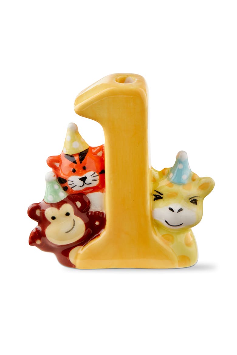 Babys First Cake Topper Candleholder Yellow Multi Earthenware Everyday, Main, color, Yellow