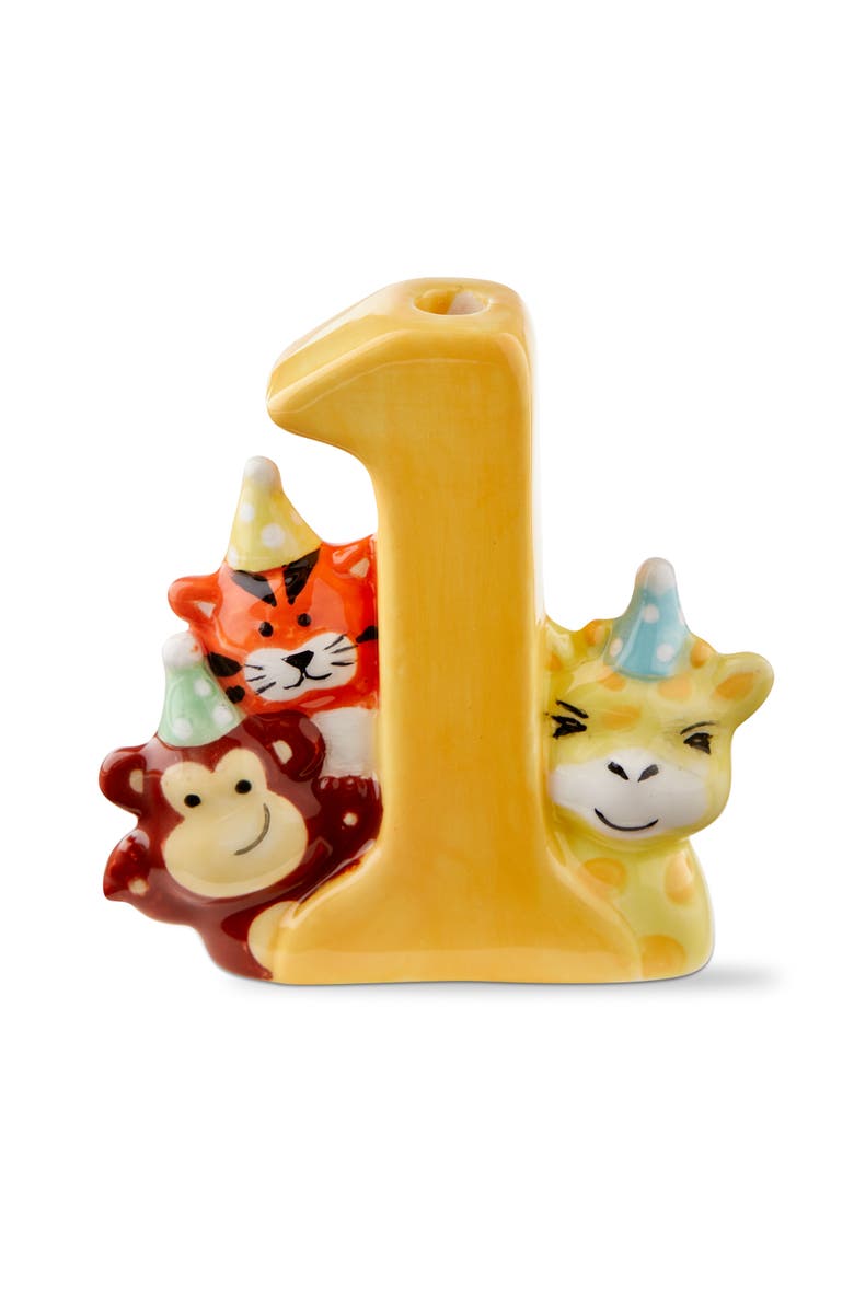tag Babys First Cake Topper Candleholder Yellow Multi Earthenware Everyday, Main, color, Yellow