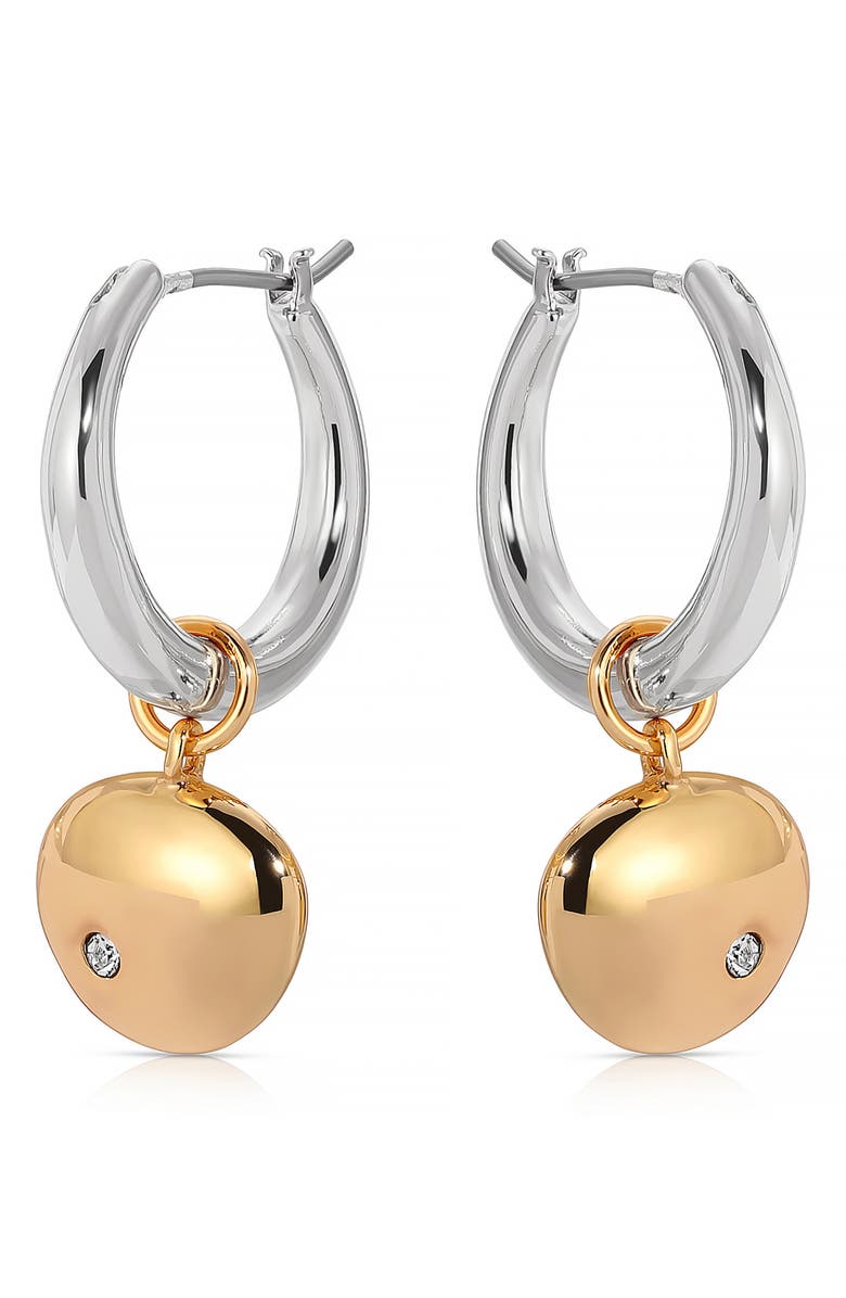 Ettika Polished Pebbles Drop Hoop Earrings, Main, color, Gold/ Silver
