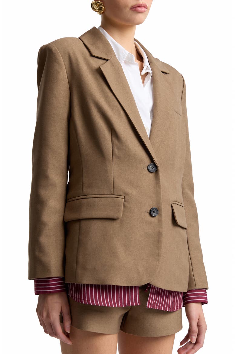 Relaxed Blazer with Shirt Insert, Alternate, color, DARK OAT/ BURGUNDY