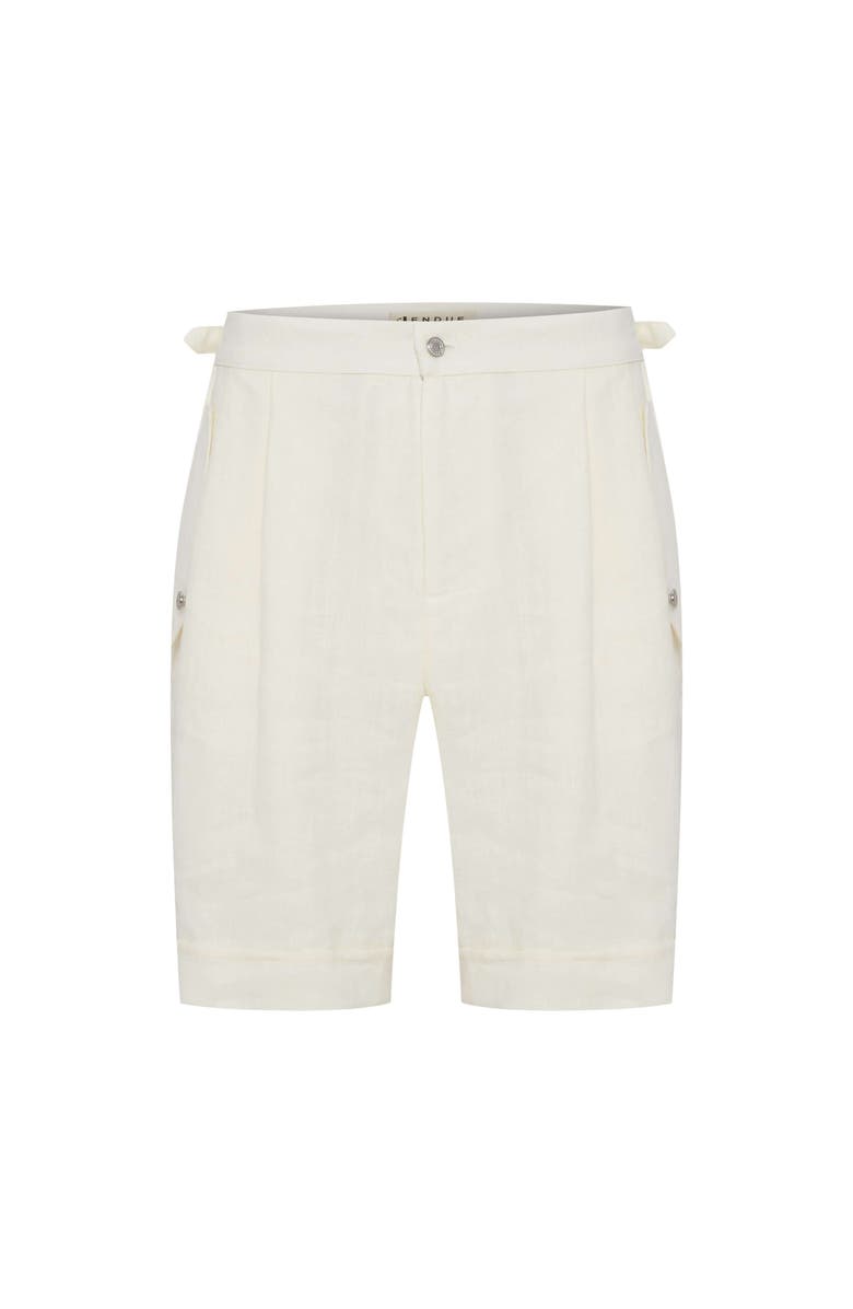 Jendue US Lucia Denim Linen Shorts - High-Waisted Summer Shorts, Main, color, White