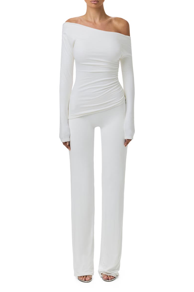Off the Shoulder Ruched Top, Alternate, color, WHITE