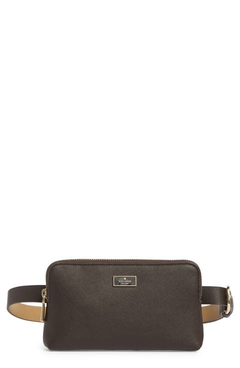 saffiano zip top belt bag