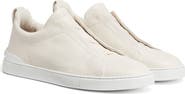 ZEGNA Triple Stitch Deerskin Leather Slip-On Sneaker