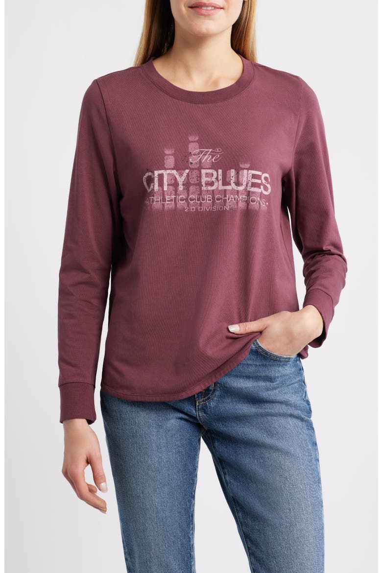 Graphic Print Cotton Blend Top, Main, color, PLUM