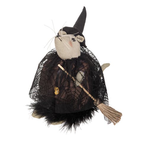 Reba Rat Witch with Broom Halloween Joe Spencer Gathered Traditions Figurine