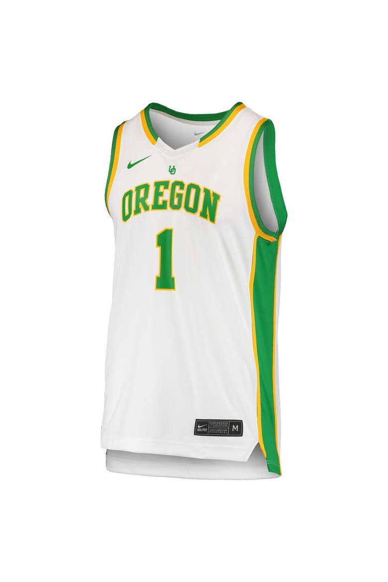 Unisex Nike #1 White Oregon Ducks Women's Basketball Throwback Replica Jersey, Alternate, color, White