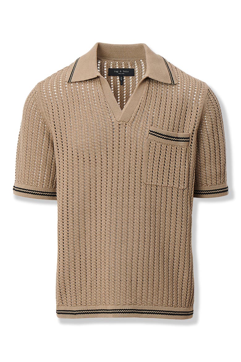 Open Stitch Johnny Collar Polo, Alternate, color, WARM GREY