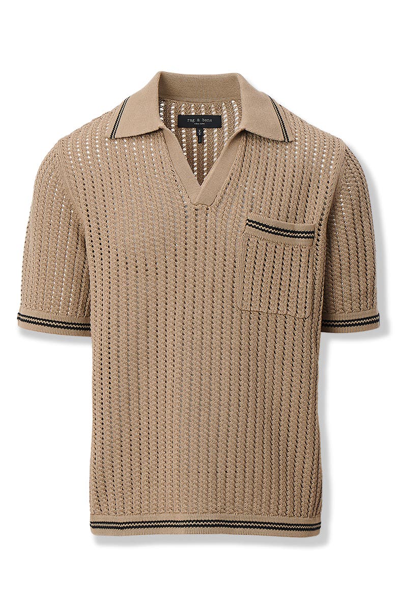 rag & bone Open Stitch Johnny Collar Polo, Alternate, color, Warm Grey