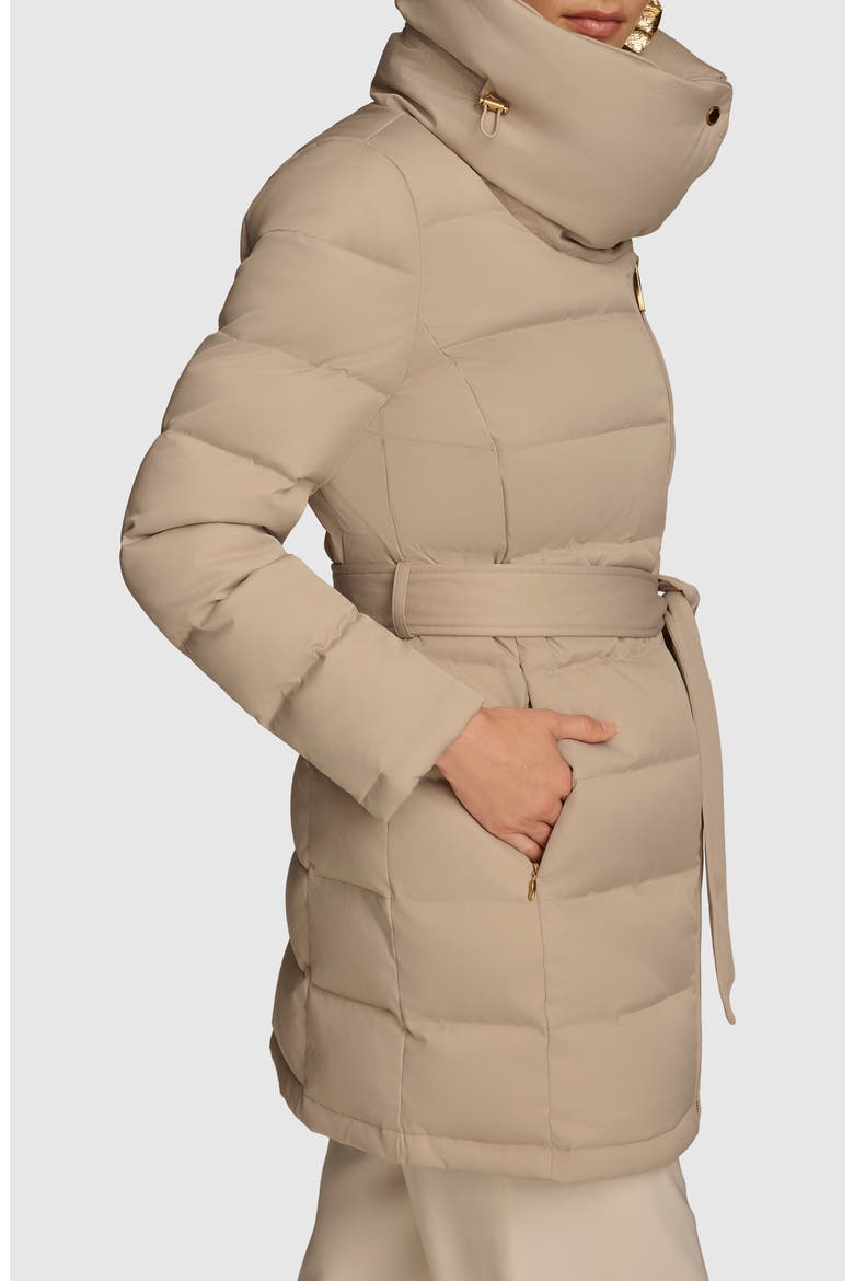 Water Resistant Belted Puffer Coat, Alternate, color, DARK TAUPE