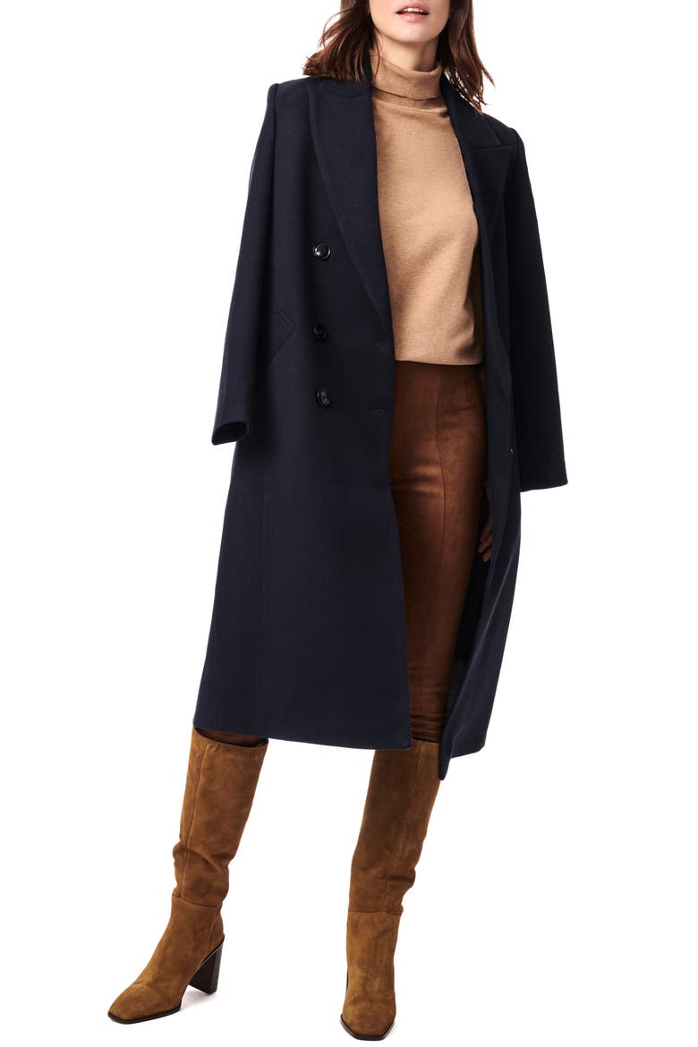 Double Breasted Twill Coat, Alternate, color, NAVY