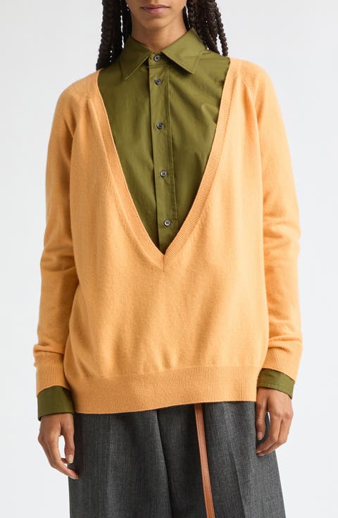 Deep V-Neck Wool & Cashmere Sweater