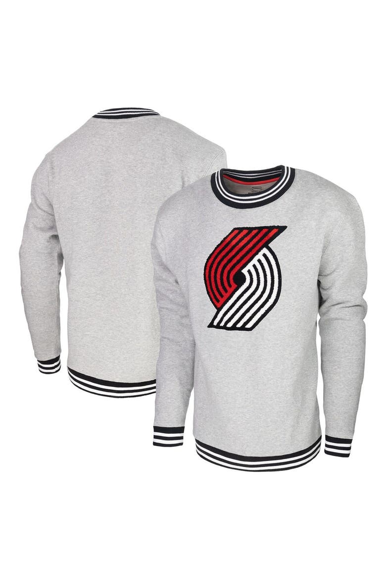 Men's Stadium Essentials Heather Gray Portland Trail Blazers Club Level Pullover Sweatshirt, Main, color, Heather Gray