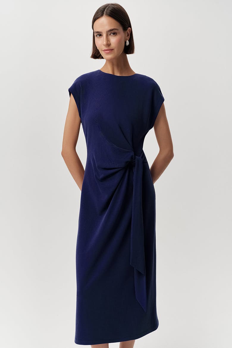 Ferguson Crew Neck Knit Midi Dress, Alternate, color, Navy