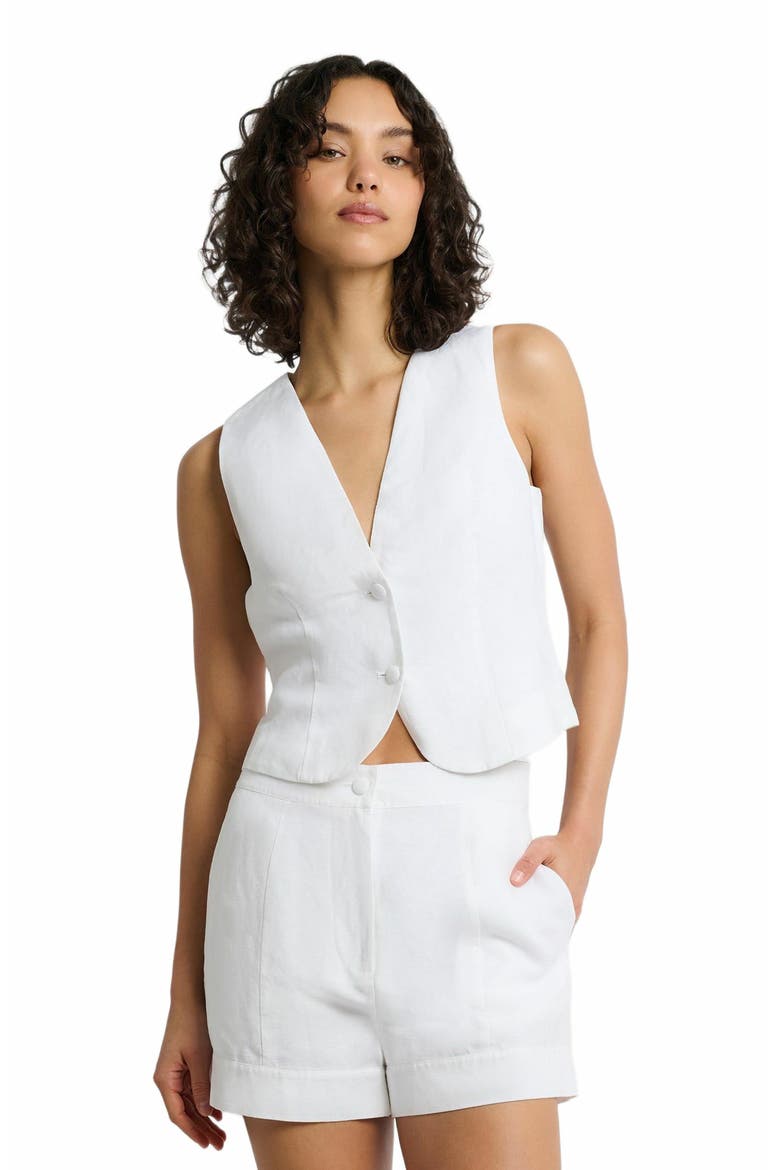 Air Linen Relaxed Vest, Alternate, color, WHITE