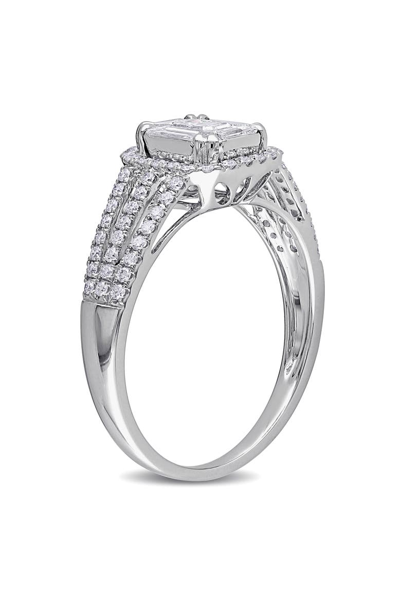 Diamond Halo Multi-Row Engagement Ring 18k, Alternate, color, 18k White Gold