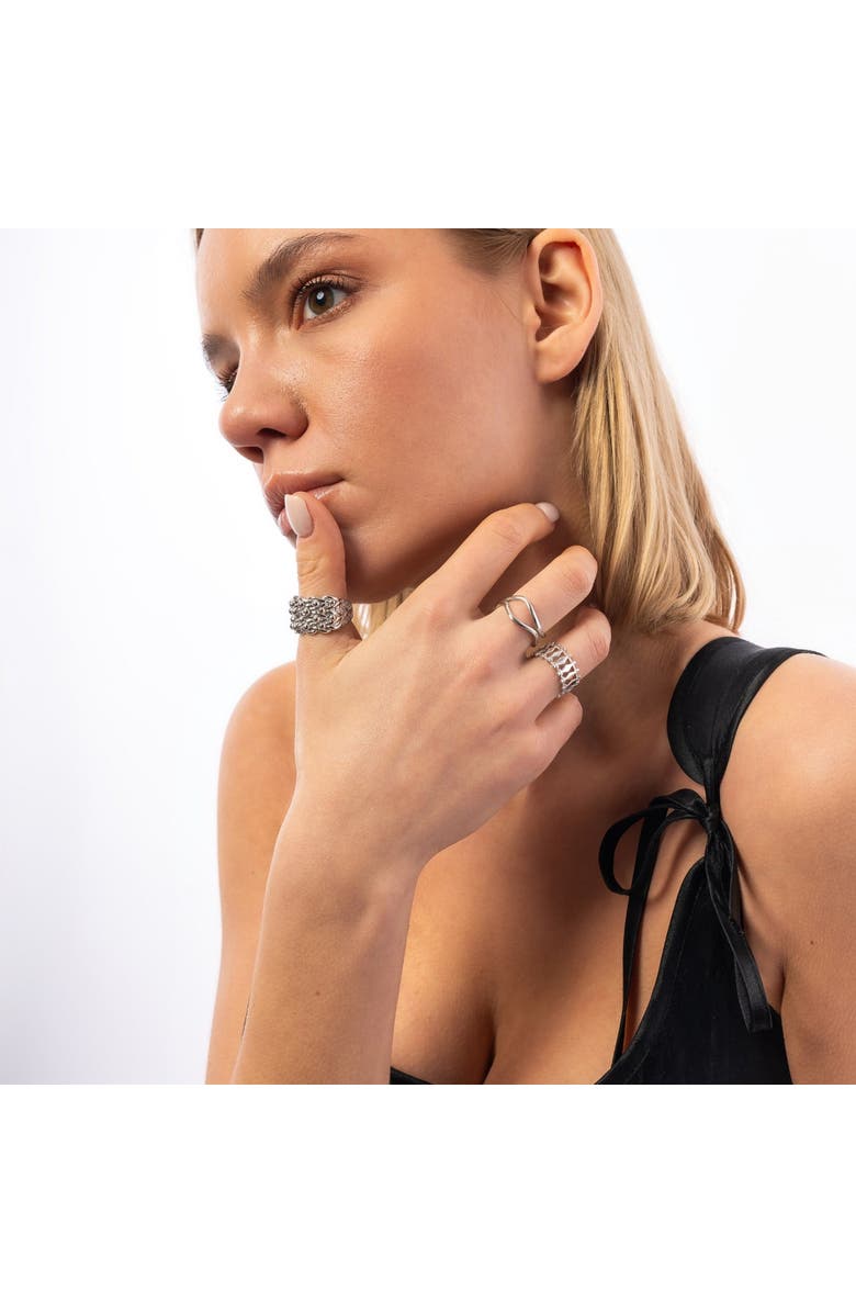 Spero London Wavy Lines Sterling Silver Wave Ring, Alternate, color, Silver