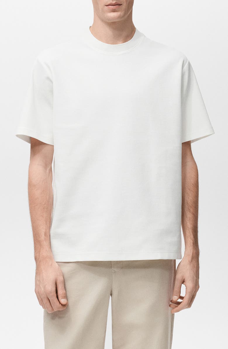 MANGO Textured Cotton Blend T-Shirt, Main, color, White