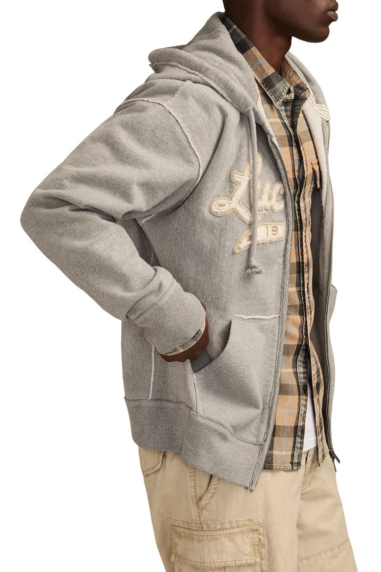 Logo Appliqué Cotton French Terry Zip Hoodie, Alternate, color, HEATHER GREY