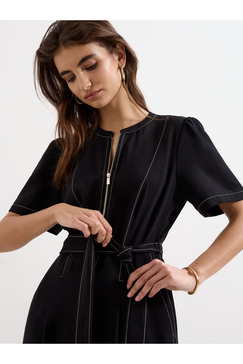 Zip-Front Wide-Leg Jumpsuit, Alternate, color, Black