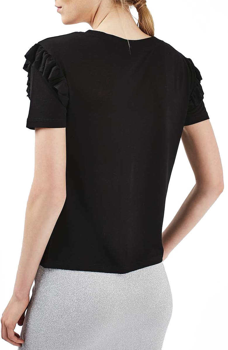 Topshop Frill Sleeve Tee, Alternate, color, 
