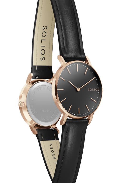 Solios Watches The Solar Classic | Black Dial In Black Vegan Leather