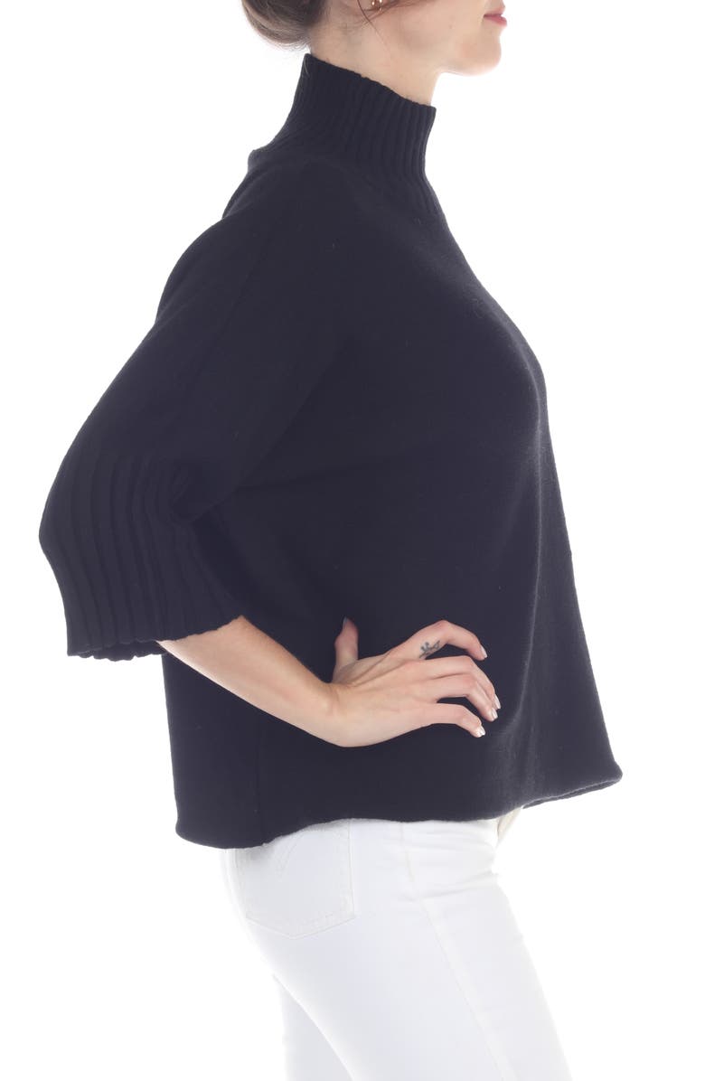 RAIN AND ROSE Mock Neck Boxy Sweater, Alternate, color, Black