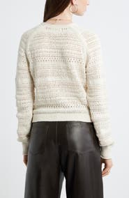 Treasure & Bond Stripe Pointelle Knit Button Front Cotton Cardigan