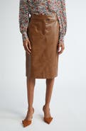 Veronica Beard Ascher Croc Embossed Faux Leather Skirt