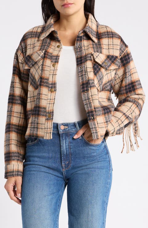Plaided Fringed Shacket