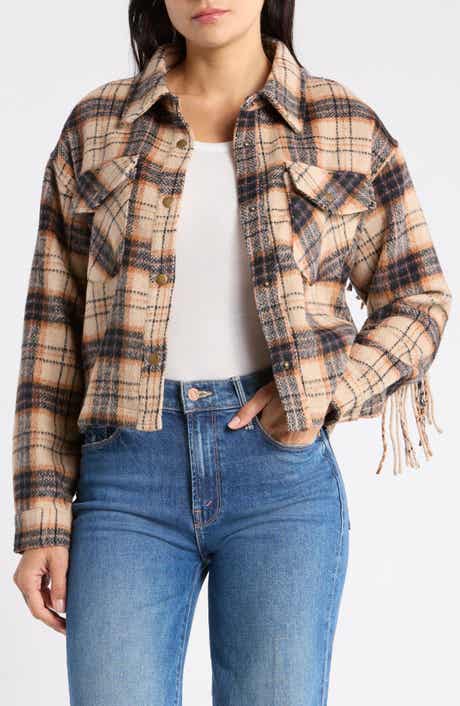 Plaided Fringed Shacket