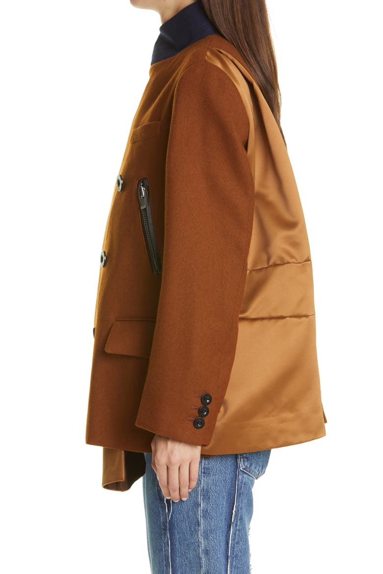Melton Wool Jacket, Alternate, color, BROWN