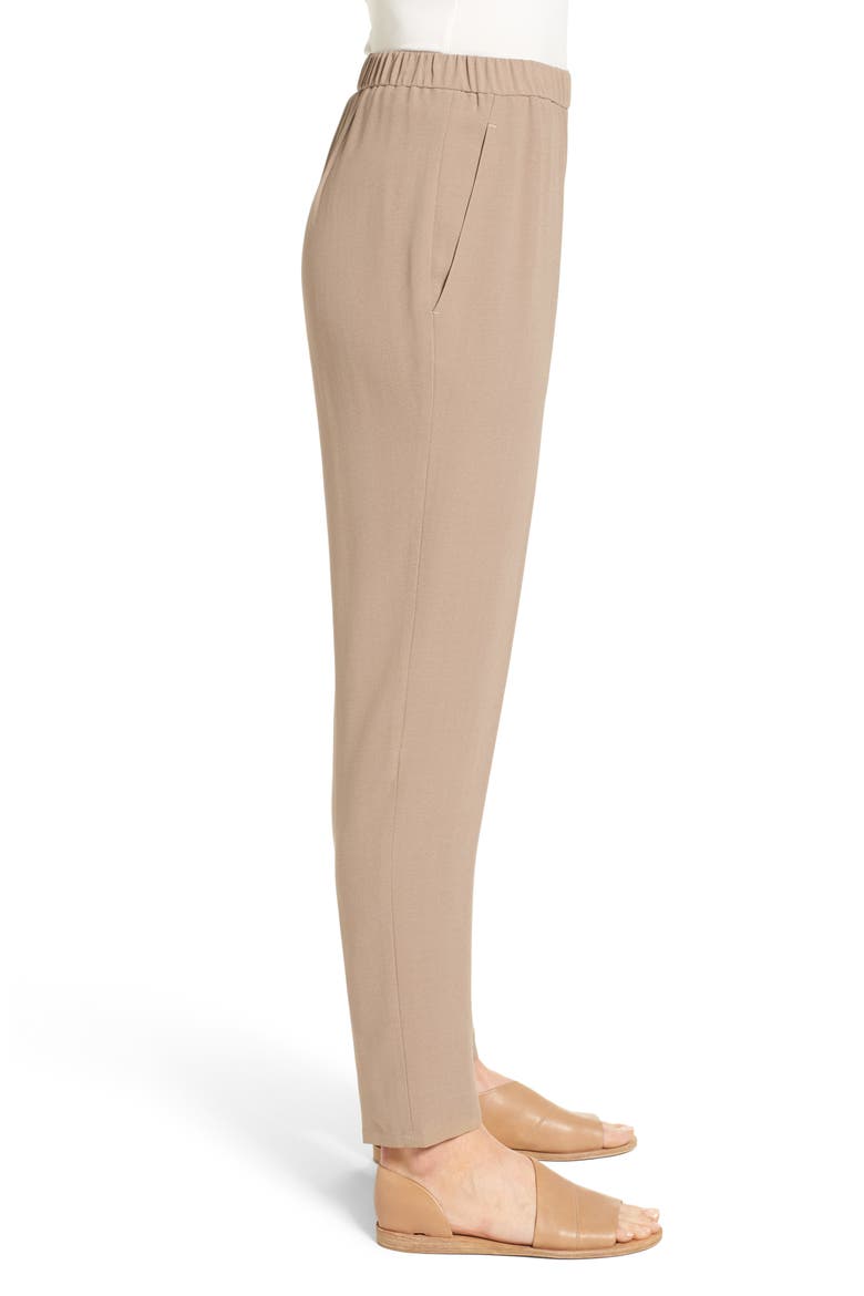 Slouchy Silk Crepe Ankle Pants, Alternate, color, MOCHA