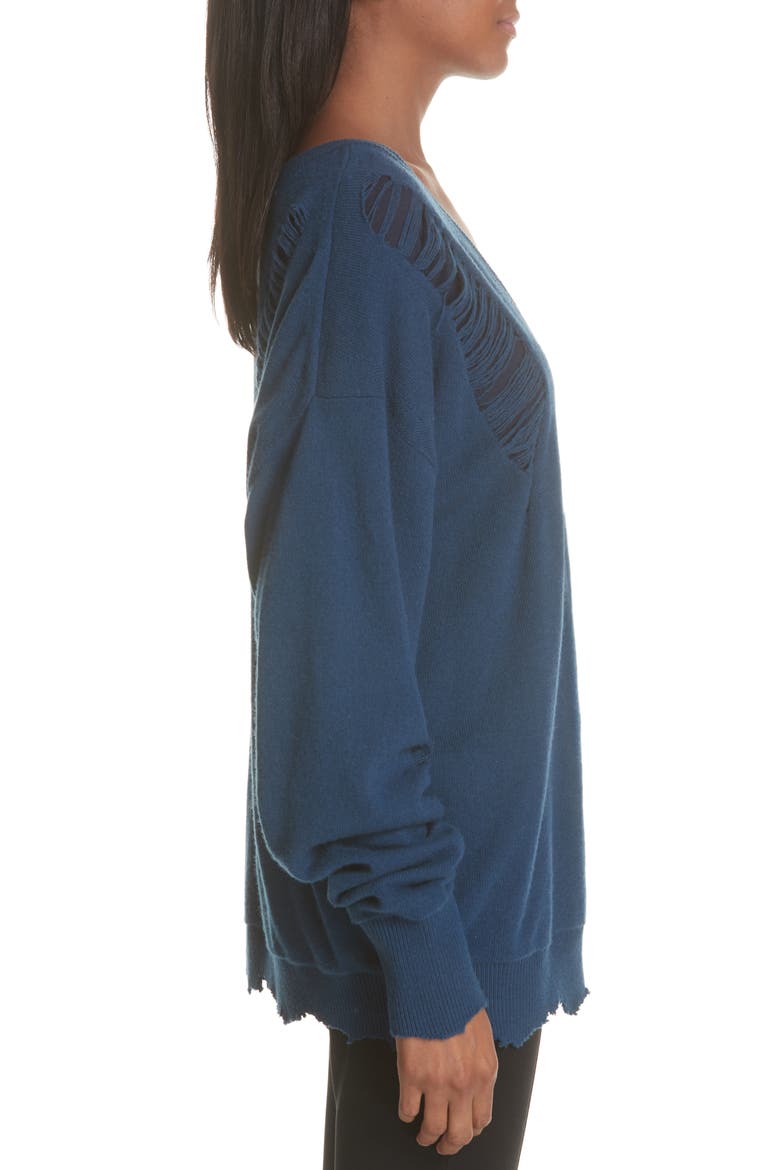 Distressed Wool Sweater, Alternate, color, WAVE
