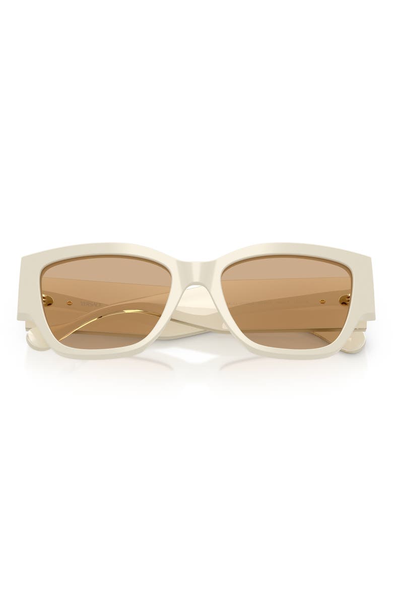 Versace 55mm Cat Eye Sunglasses, Alternate, color, White Talc / Light Yellow