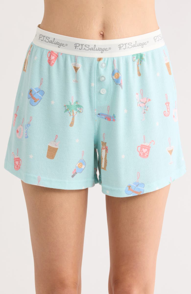 PJ Salvage Print Waffle Knit Short Pajamas, Alternate, color, Light Mint