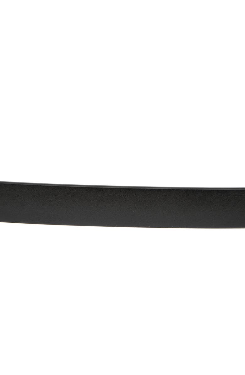 Sam Edelman Plaque Buckle Leather Skinny Belt, Alternate, color, Black