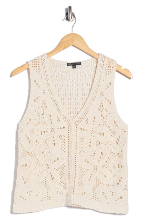 Crochet Cotton Blend Sweater Vest