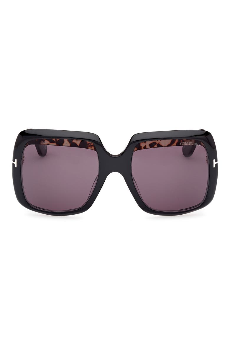 55mm Square Sunglasses, Alternate, color, SHINY BLACK/ SMOKE