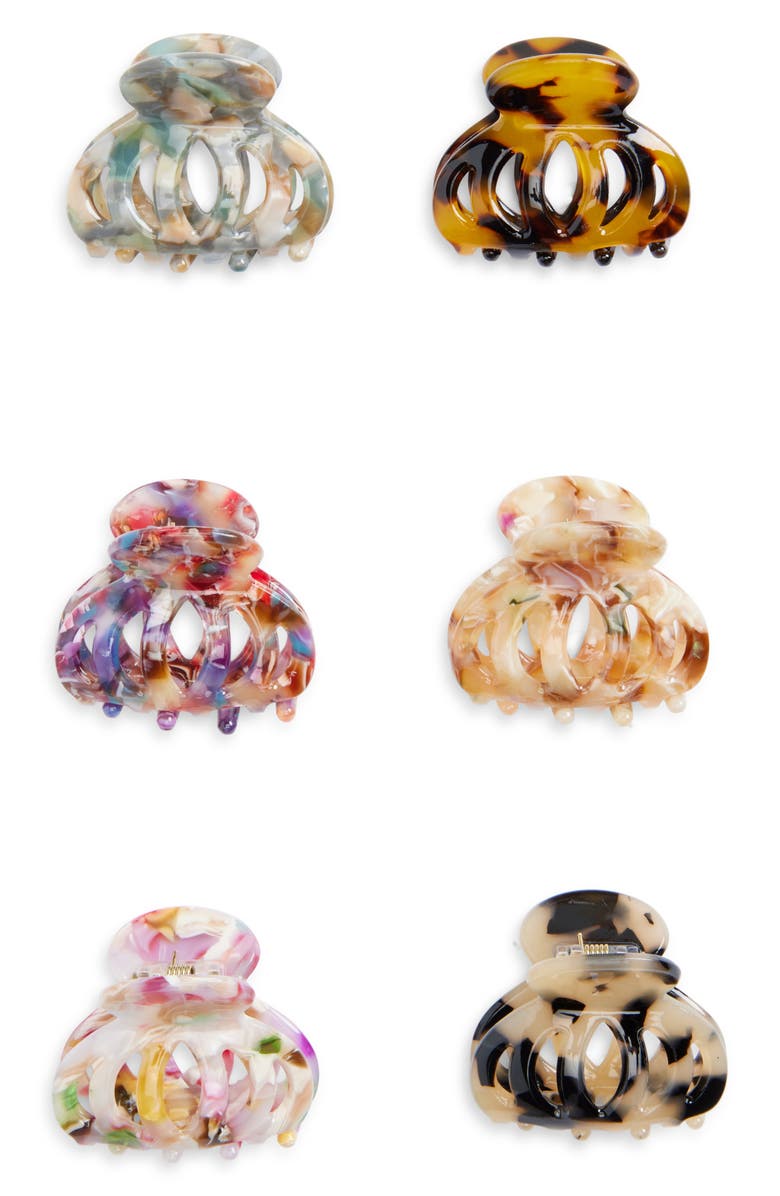 Tasha Assorted 6-Pack Claw Hair Clips, Main, color, Assorted Colors